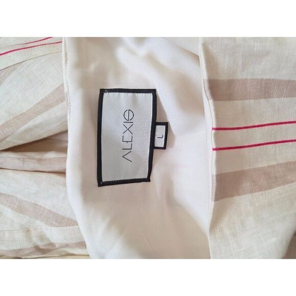 ALEXIS Dimma Sleeveless Linen Mini Dress in Heather Beige Stripe Size L - Picture 10 of 10